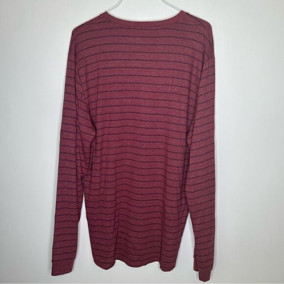 Marine Layer Red Wine Striped Double Knit Long Sleeve Striped Henley Size XXL - Picture 9 of 11